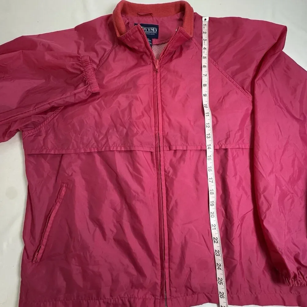 Lands’ End Pink Windbreaker Jacket XL 18/20 Lightweight Full Zip Women Travel